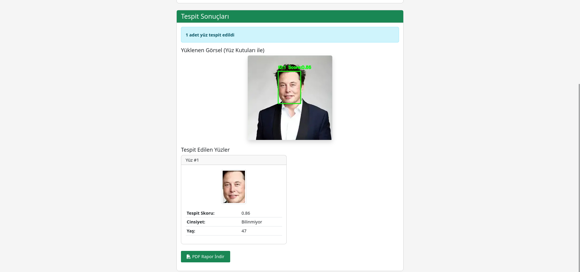 Eye Of Web Yüz Tanıma Ekranı - AI destekli yüz tespit teknolojisi